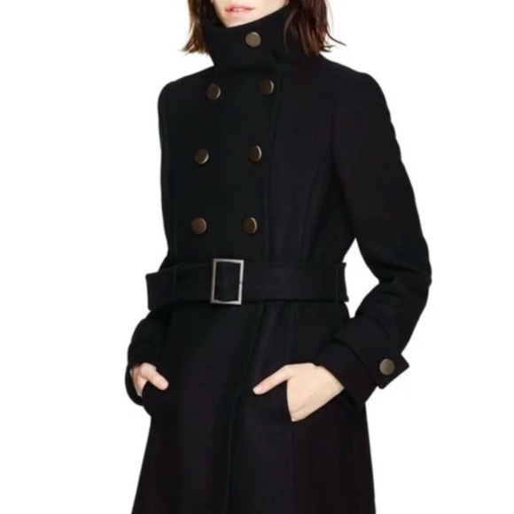Aritzia Jackets & Blazers - Aritzia Talula Babaton Black Double-Breasted Pea Coat Wool Cashmere, size S